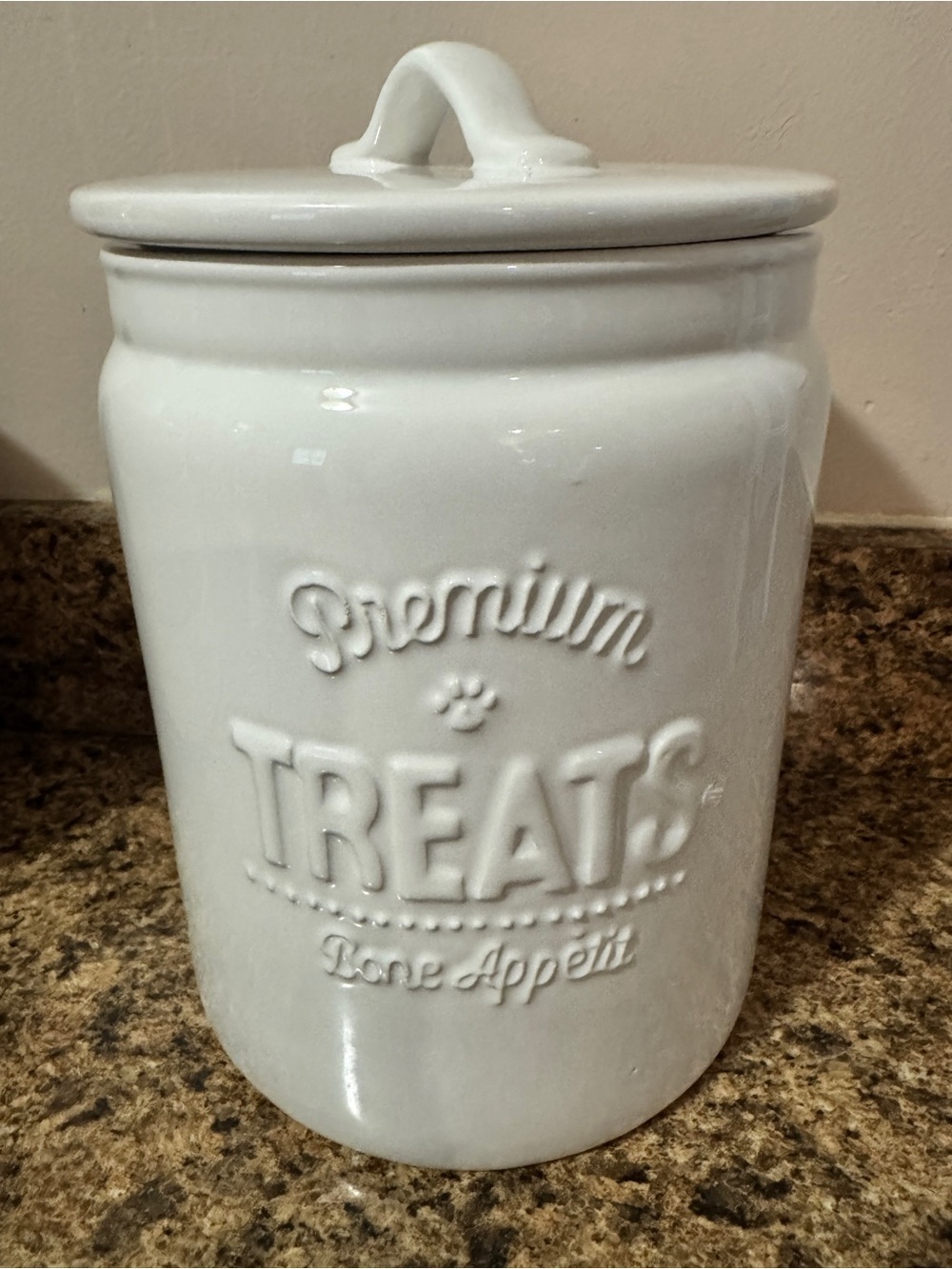 Premium Treats Ceramic Canister - White